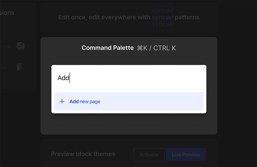 WordPress 6.3 - Command Palette