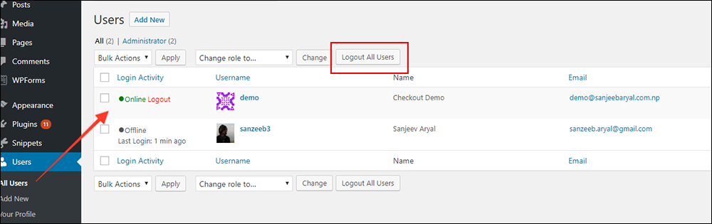 WPForce Logout – WordPress User Login Logout Management Plugin