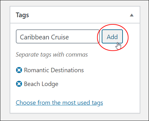 Adding tags to the Tag feature.