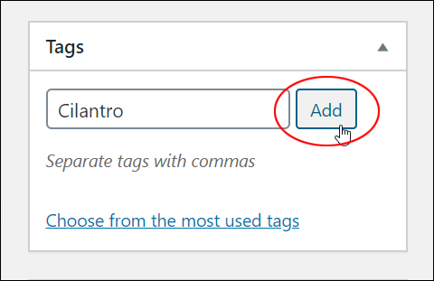 Adding tags to posts using the Tags feature.