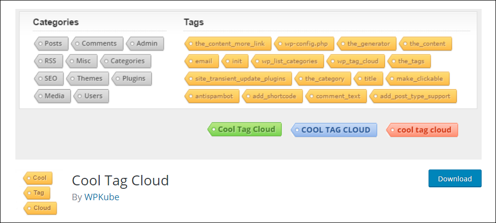 Cool Tag Cloud WordPress plugin.