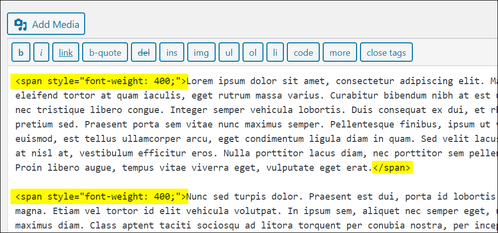 Google Docs formatting in WordPress content.