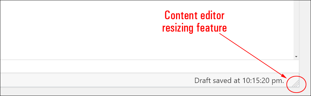 Content editor box resizing feature.