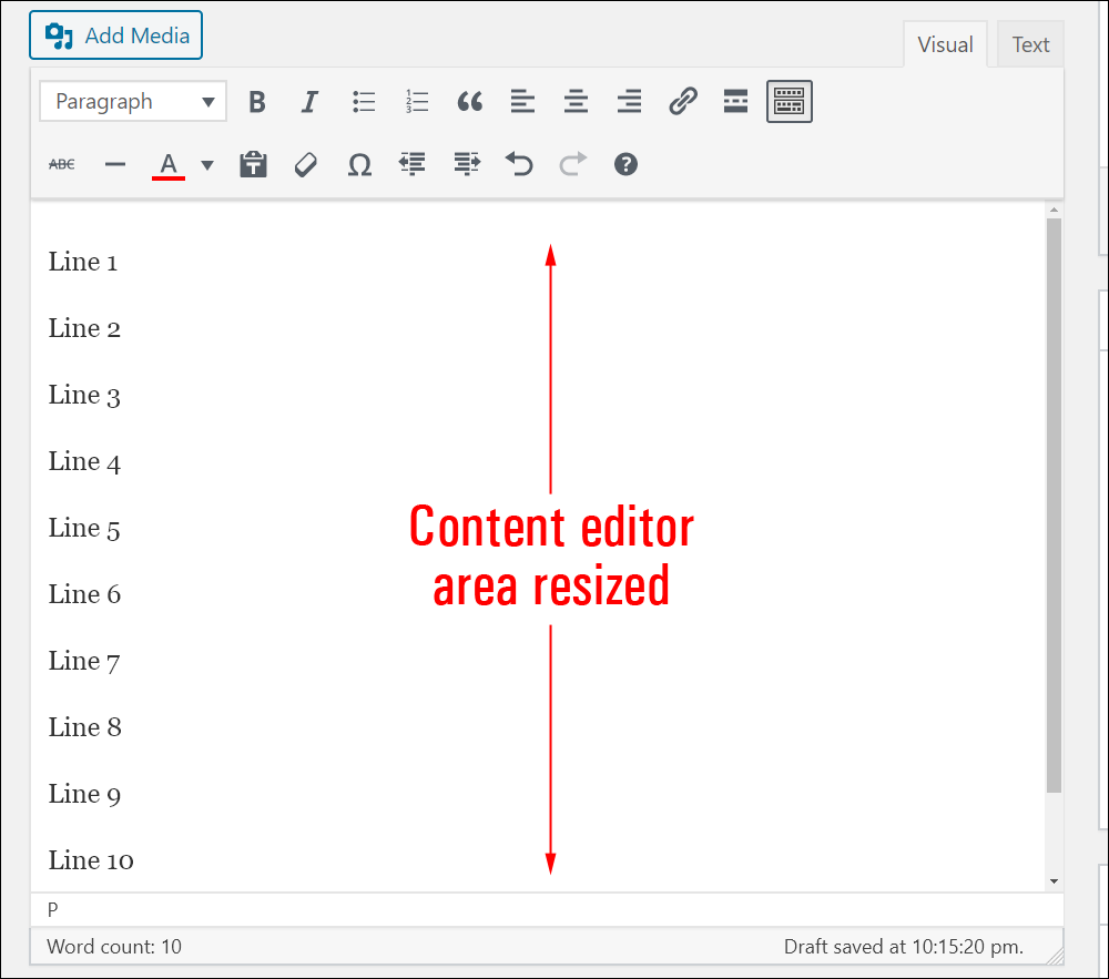 Resized content editor box.