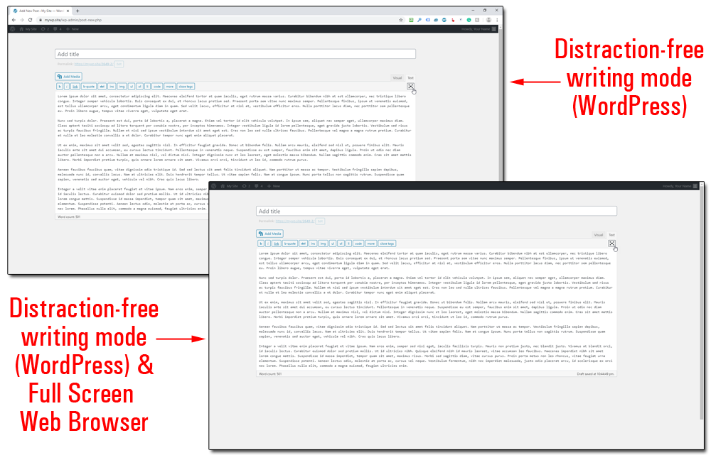 Distraction-Free Writing Mode - WordPress Only vs WordPress & Full-Screen Web Browser