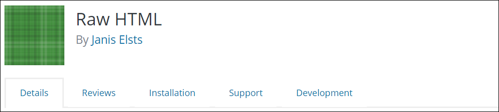 Raw HTML WordPress plugin.