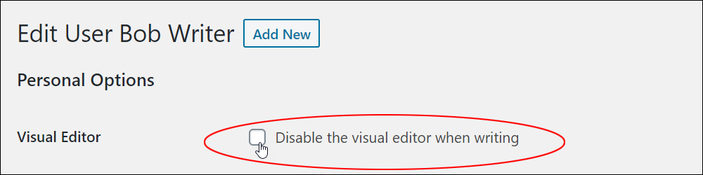 Disable the visual editor when writing.