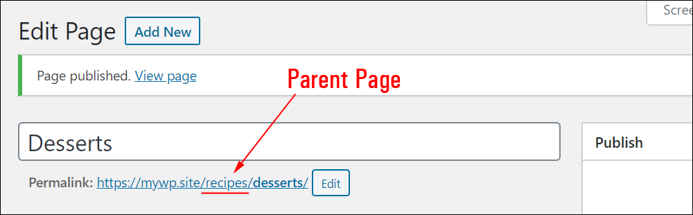 Nested page hierarchy URL.