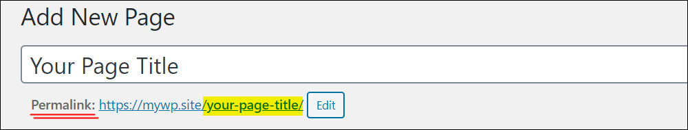 Add New Page - Permalink field.