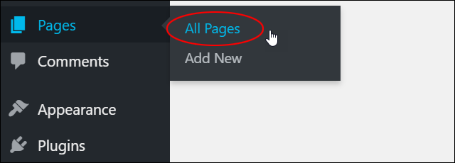 Pages - All Pages menu.