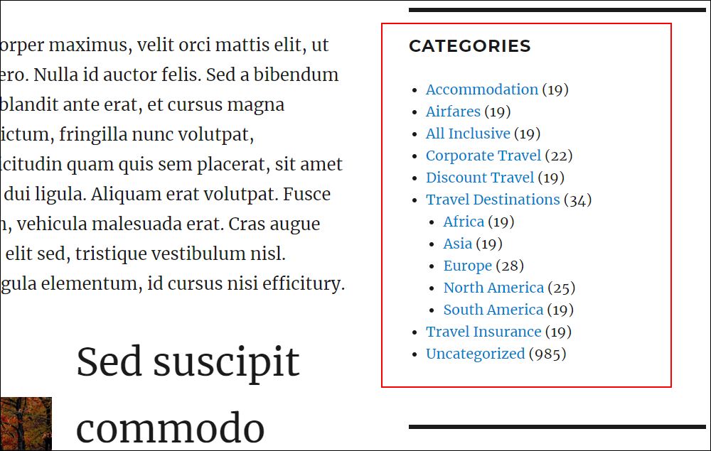 Post category links.