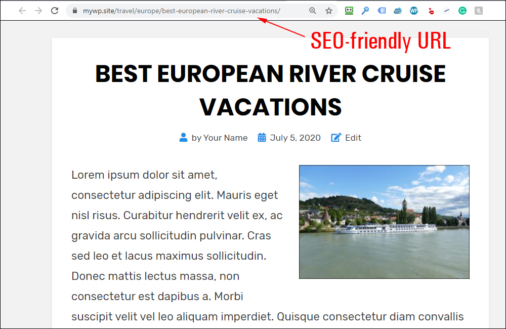 WordPress post with an SEO-friendly URL.