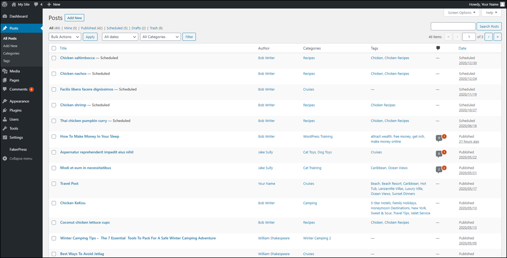 WordPress Table of Posts