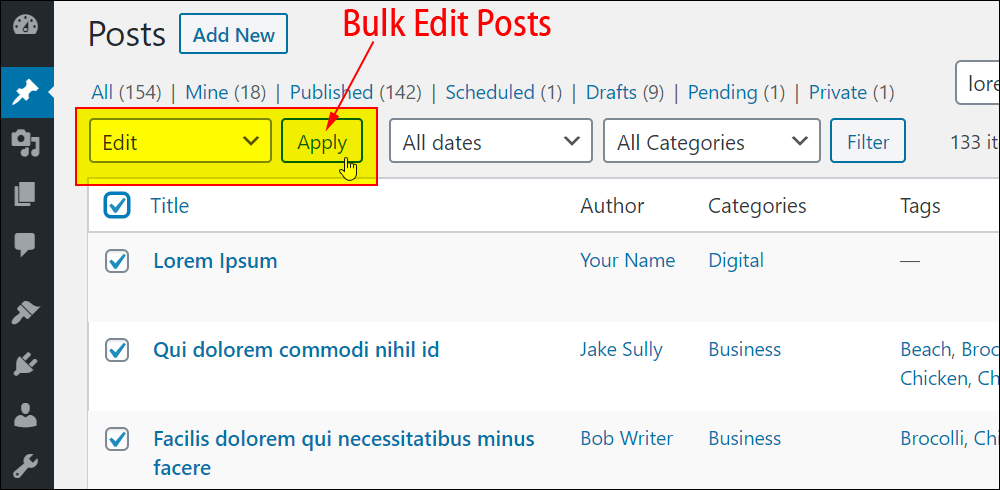 Bulk Edit posts