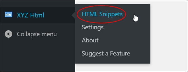 XYZ Html - HTML Snippets menu