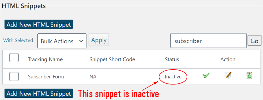 Inactive snippet