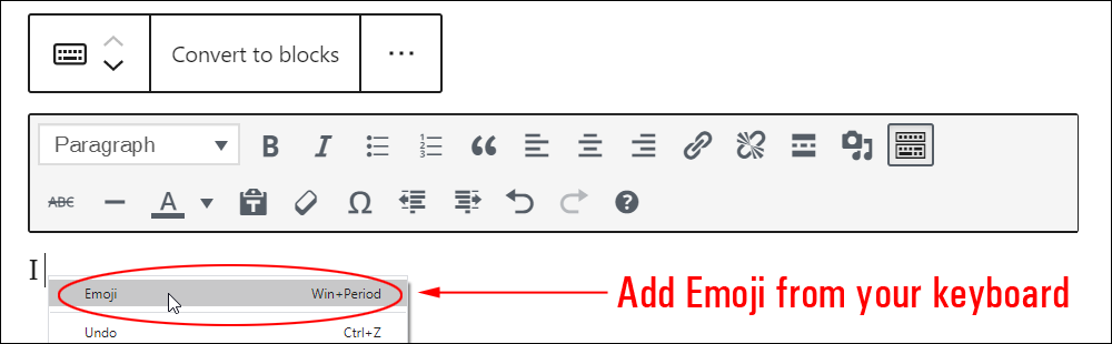 Add Emoji from your keyboard.