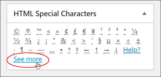 HTML Special Characters - 'See more' link.