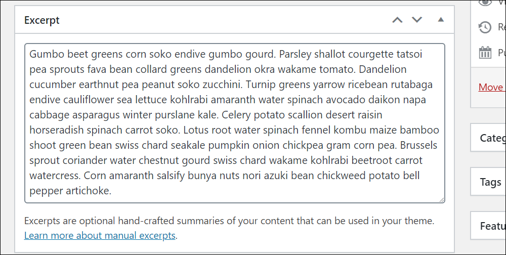WordPress post excerpt.