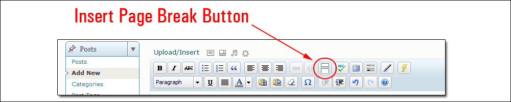 Insert Page Break Button - Earlier WordPress Versions