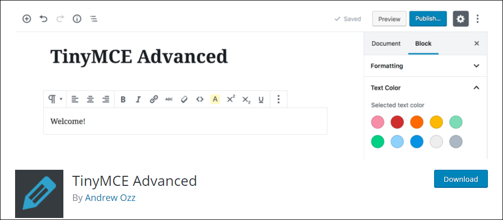 TinyMCE Advanced - WordPress Plugin