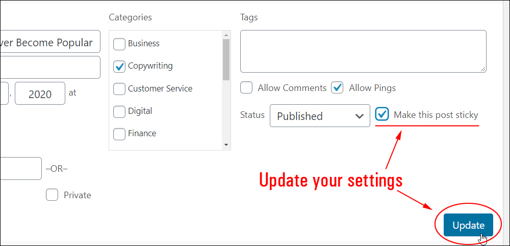 Quick Edit - Update your settings.