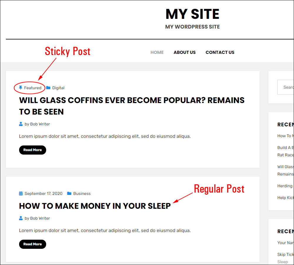 Sticky post vs regular post.