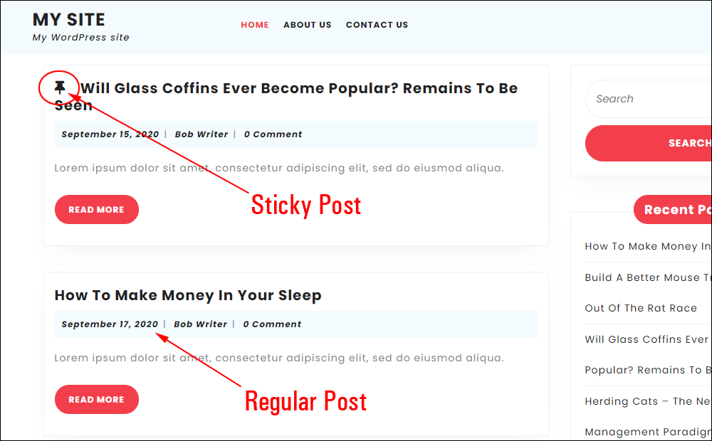 Sticky post vs regular post.