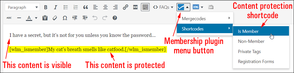 Use A Partial Content Protection Plugin.