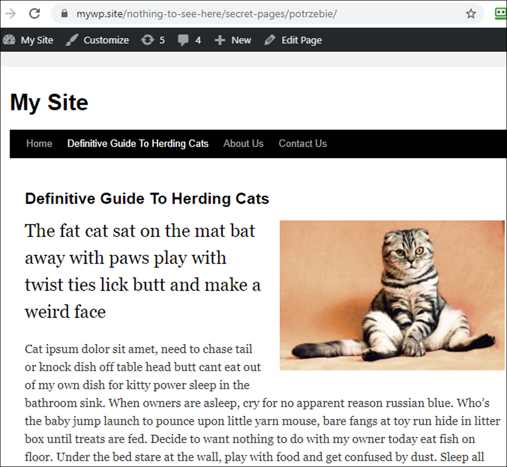 An example of a deep-nested page with unprotected content.