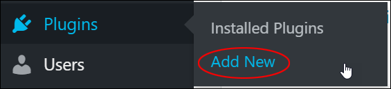 WordPress Plugins menu - Add New