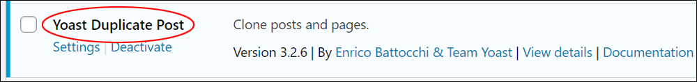 Plugins Screen - Yoast Duplicate Post.