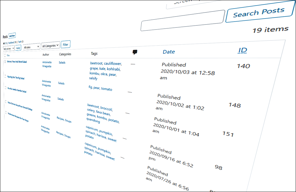 Table of Posts with ID Column.