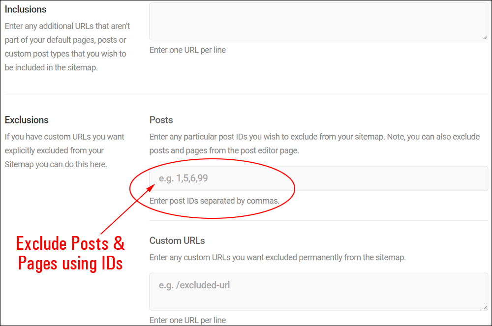 Sitemap Exclusions