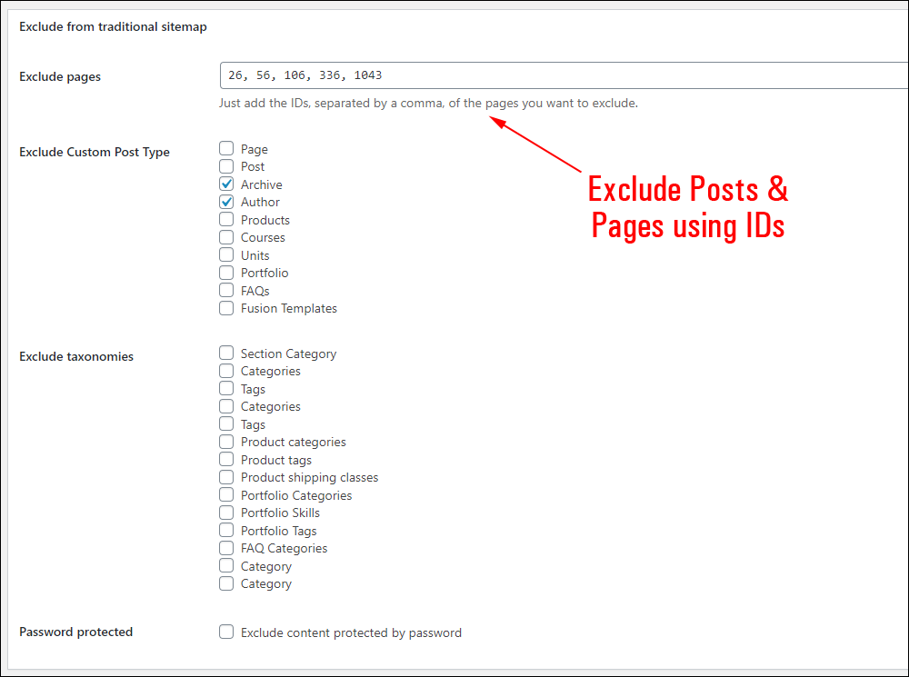 Exclude Pages field