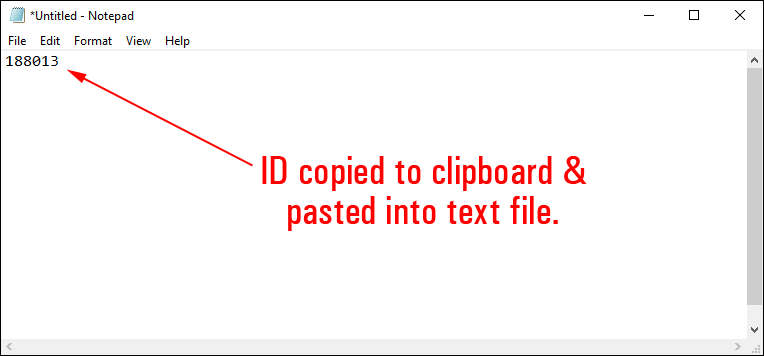 Plain text file with item number