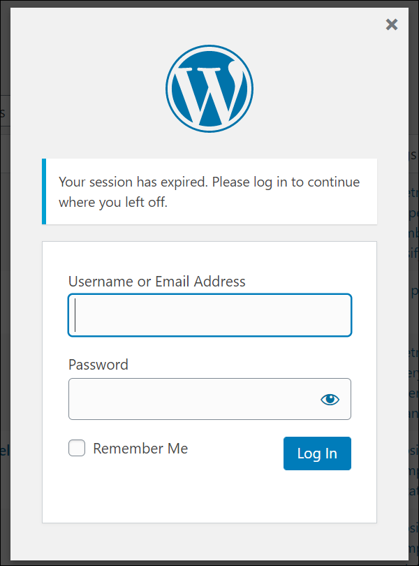 WordPress notice - Your session has expired. Please log in to continue where you left off.