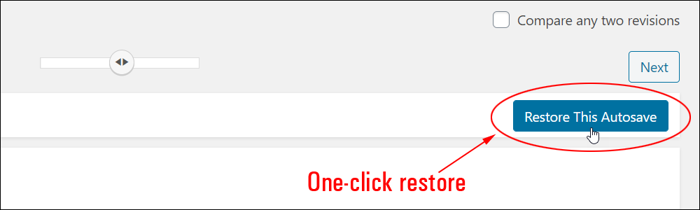 Restore This Autosave button.