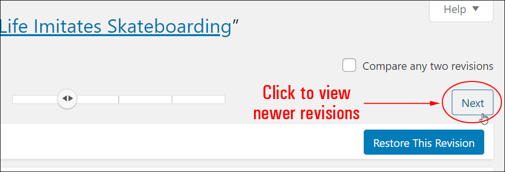 Compare Revisions screen - Next button.