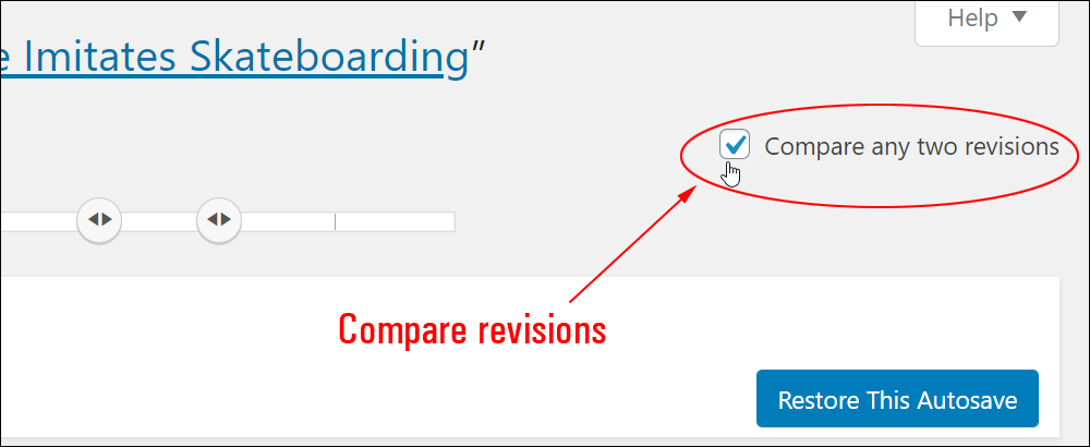 Compare any two revisions checkbox enabled.