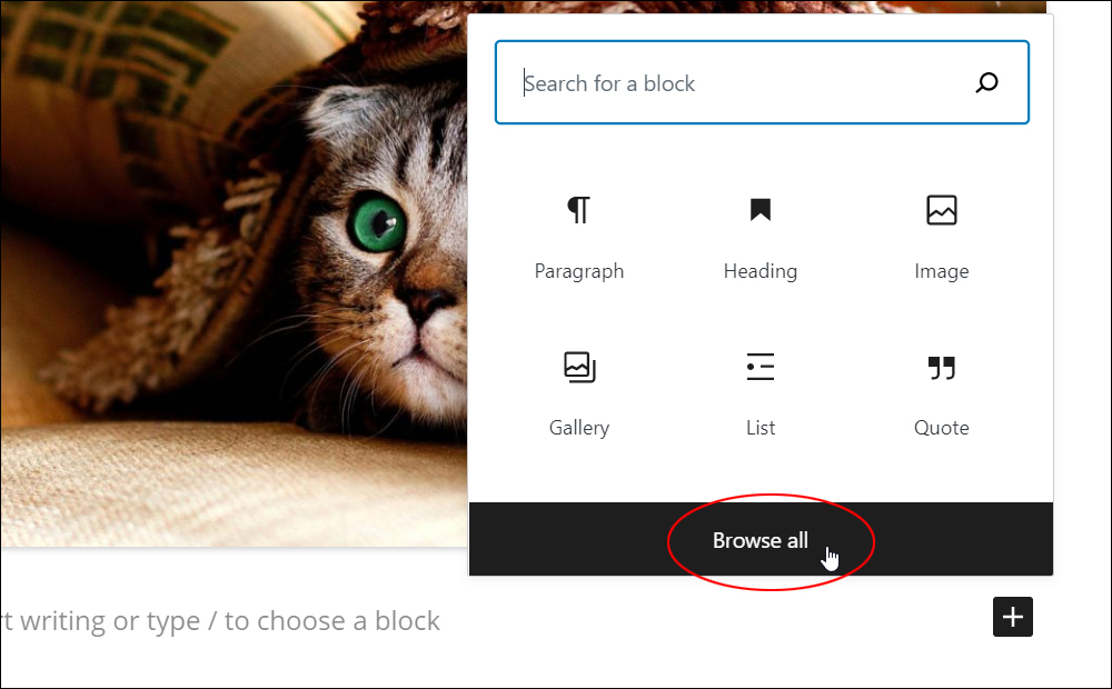 Add Block tool - Browse All