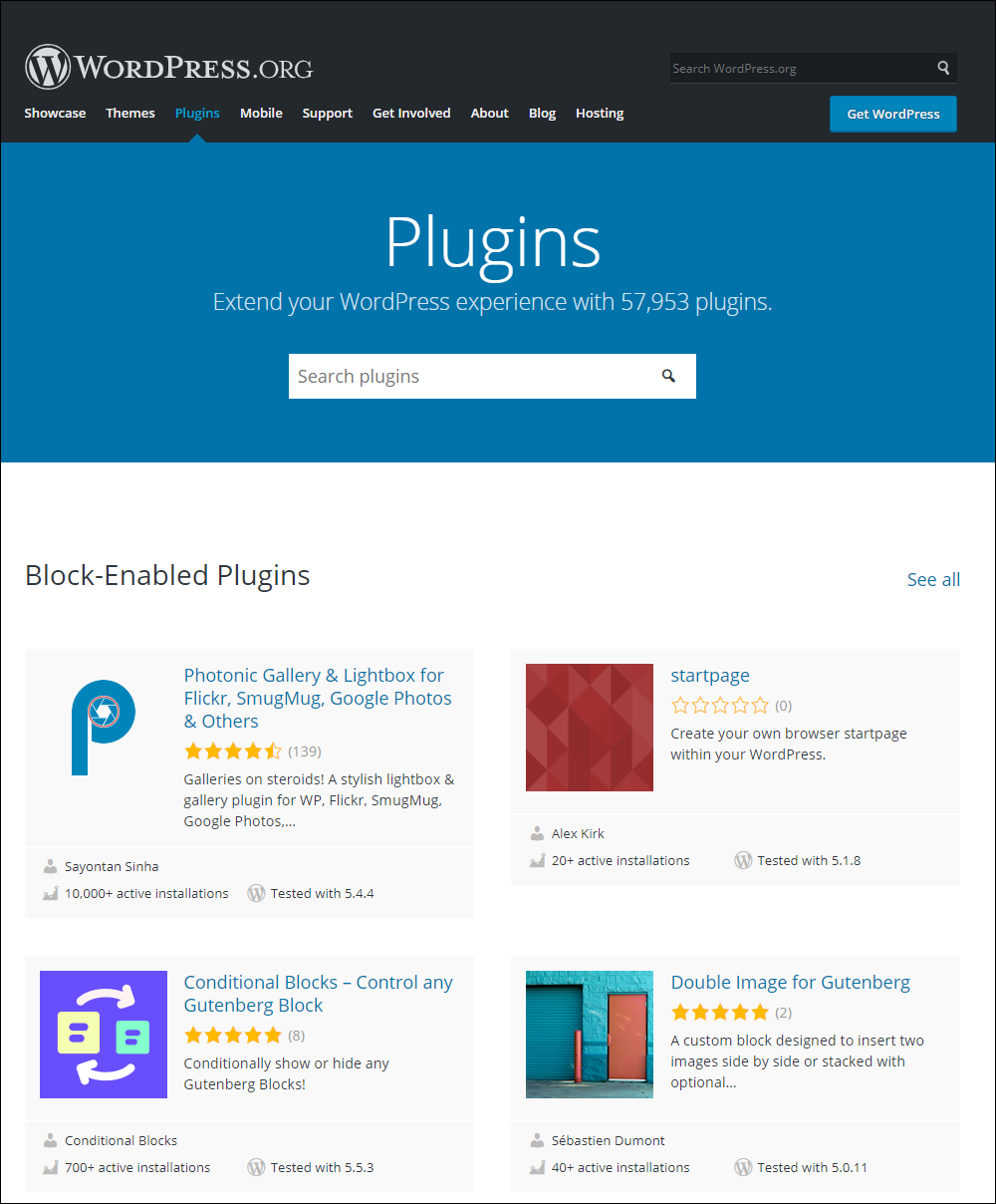 WordPress Plugin directory - Block-Enabled Plugins