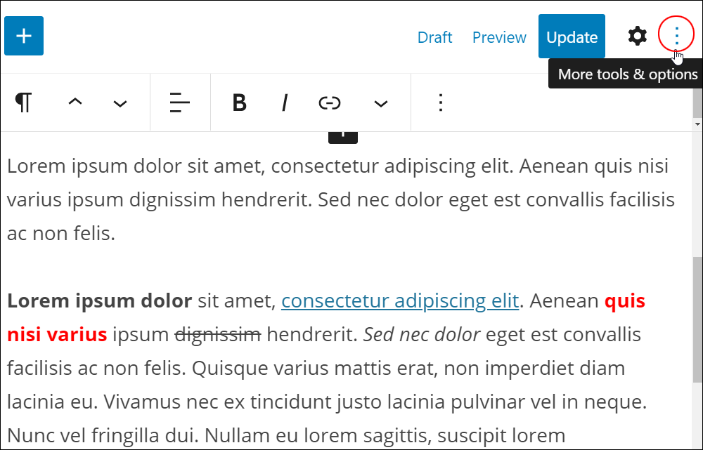 WordPress Block Editor - More tools & options