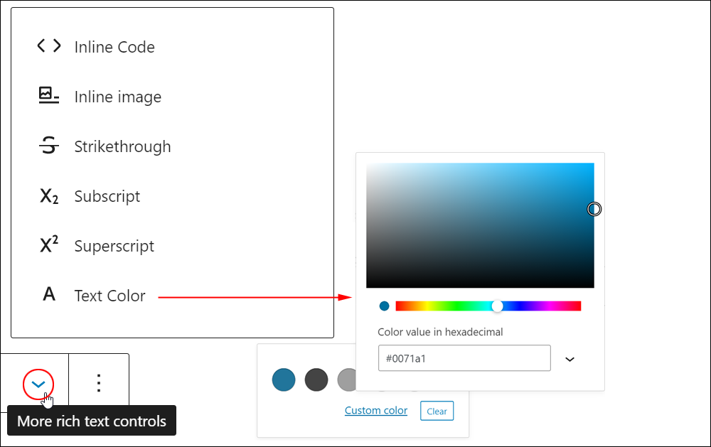 More rich text controls - Options