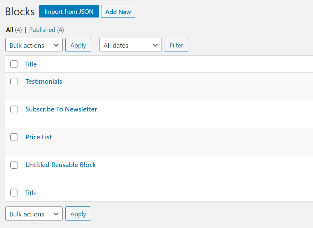 WordPress Blocks library.