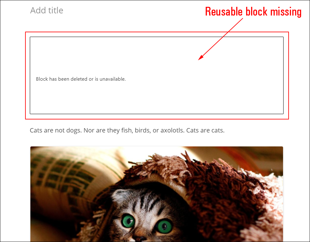 Reusable block missing from pasted-in content.