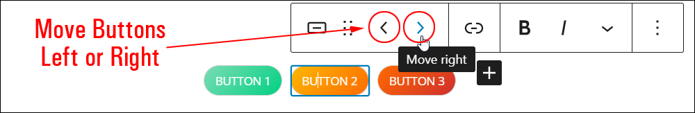 Buttons block - Move buttons left or right.