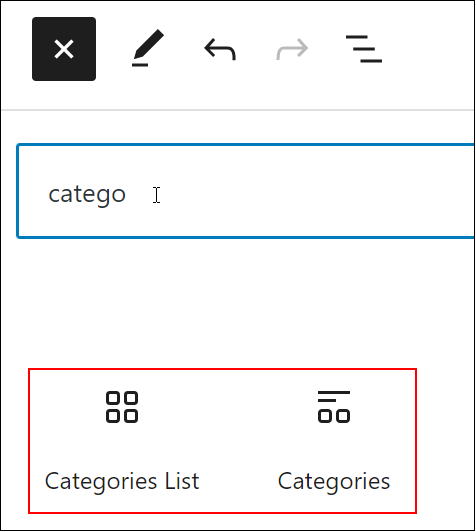 WordPress - Categories Blocks