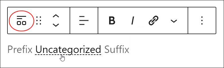 WordPress Categories block - Add a prefix and a suffix to your category.