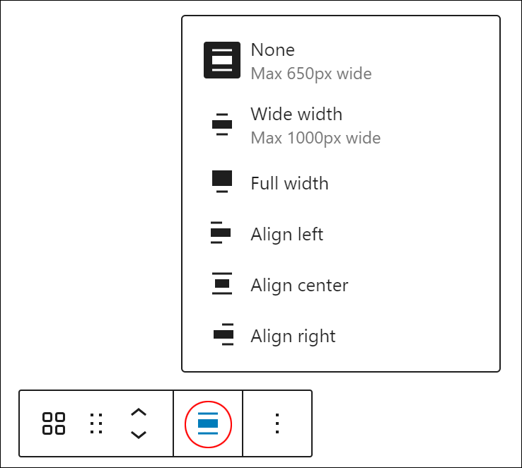 Categories List block - Block alignment options